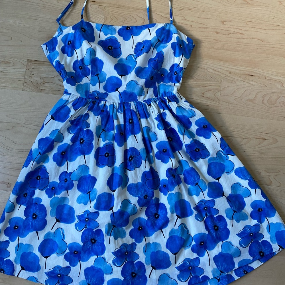 Storia juniors Blue Spaghetti Strap A-Line Sundress open tie back .